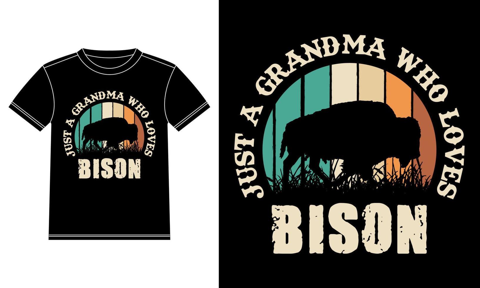 just a Grandma Who Loves Bisons Vintage T-shirt Design vector