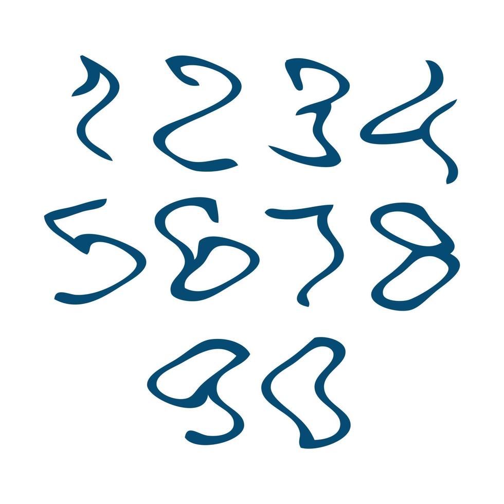 Hand drawn numbers collection. Vector illustration.