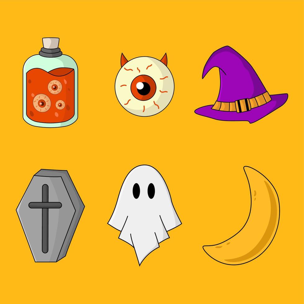 halloween cute icons vector