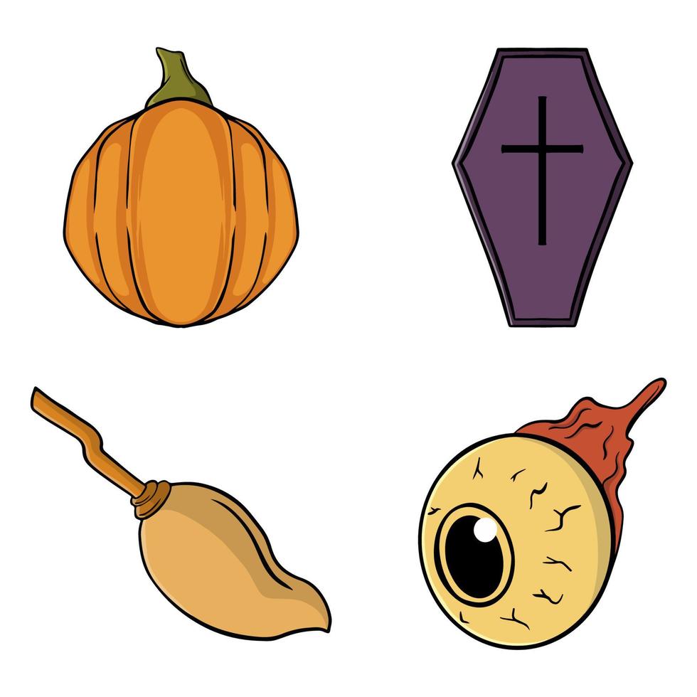 halloween cute icons vector