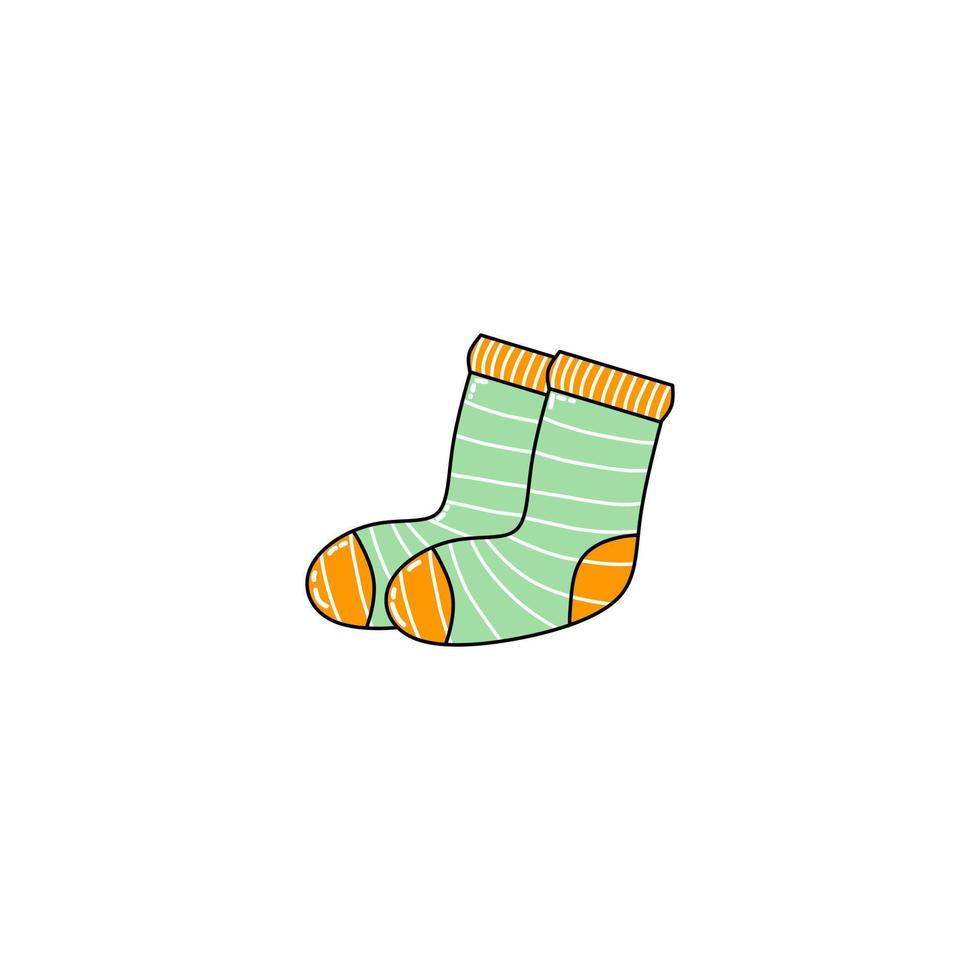 Warm socks for winter in green and orange vector