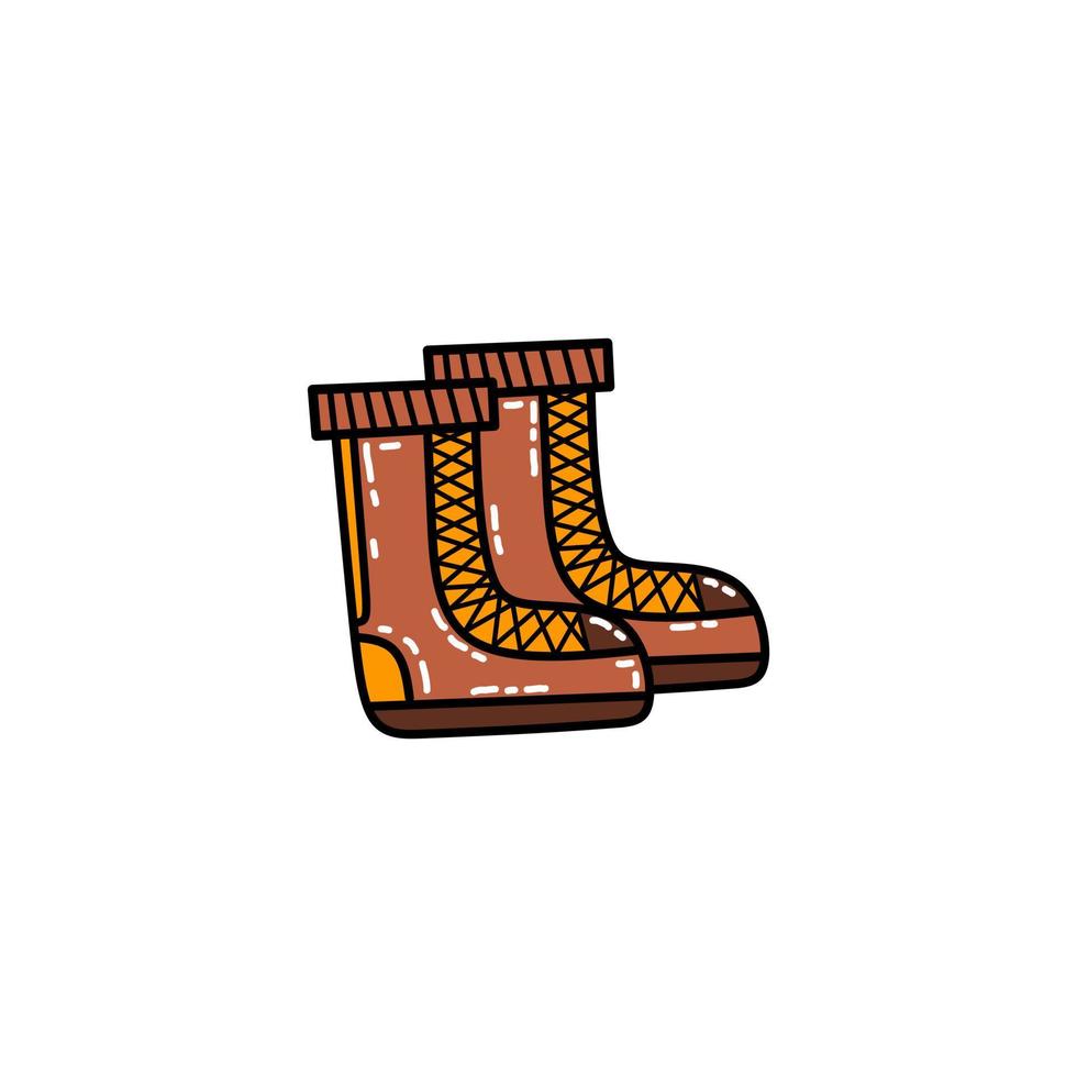 Winter boots in brown and orange vector