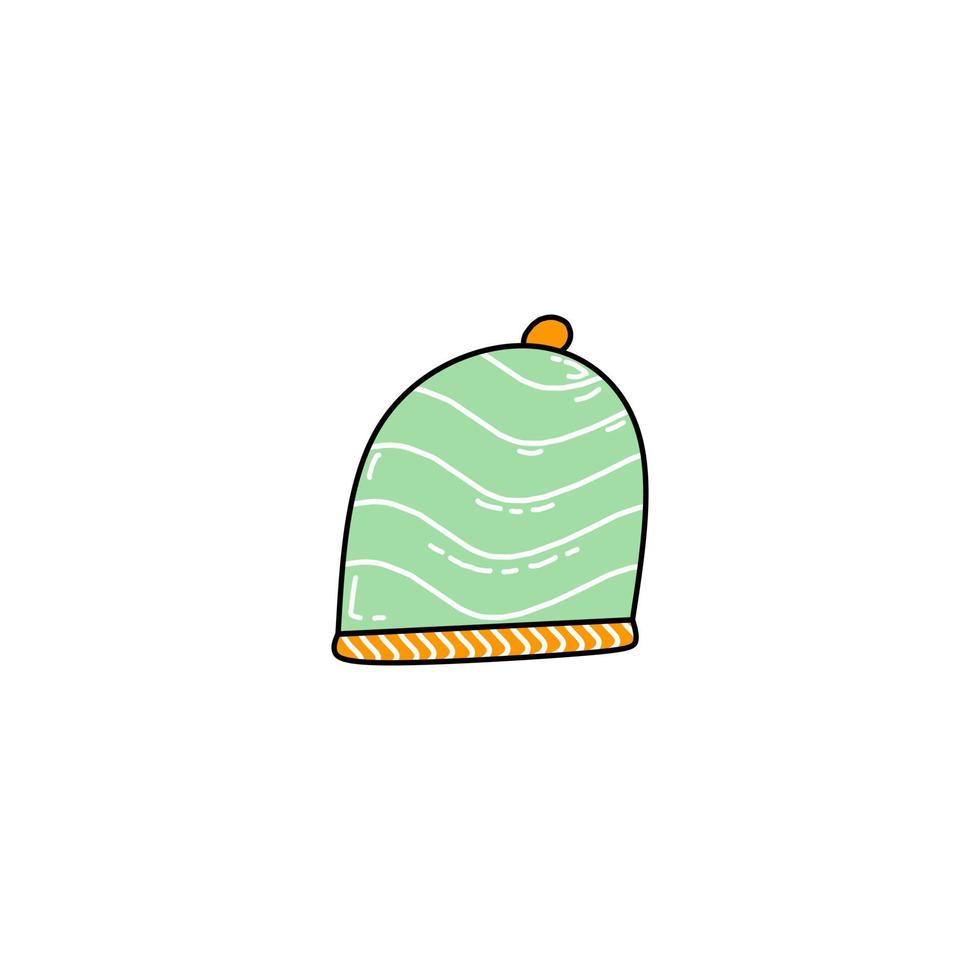 gorro de invierno en verde y naranja vector