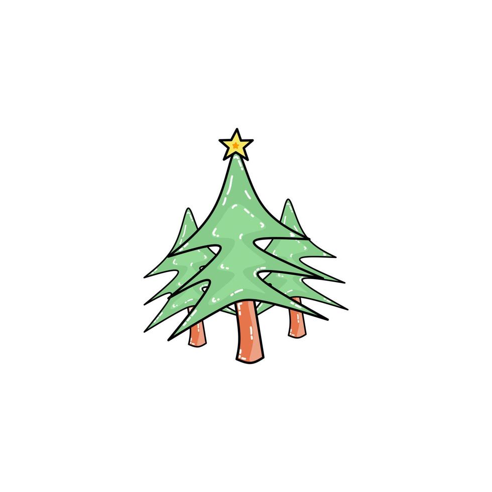 Christmas pine tree with stars on it vector