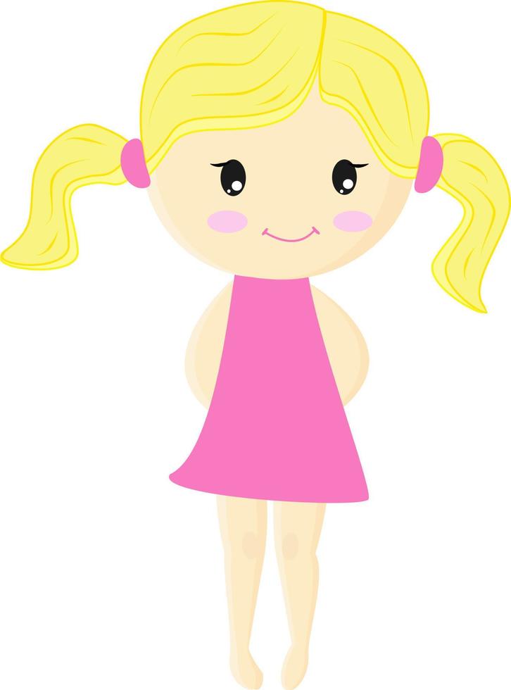 Blonde girl, illustration, vector on white background.