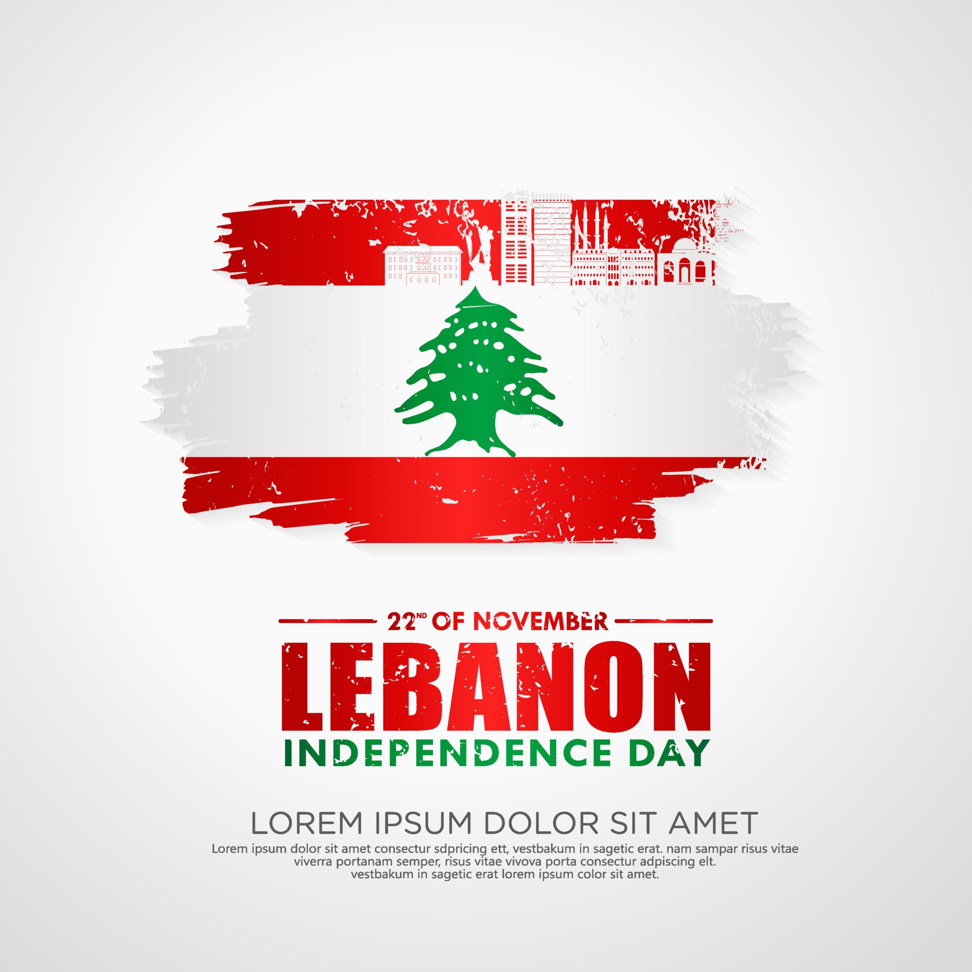 Lebanon Independence day greeting card Template 13751278 Vector Art at