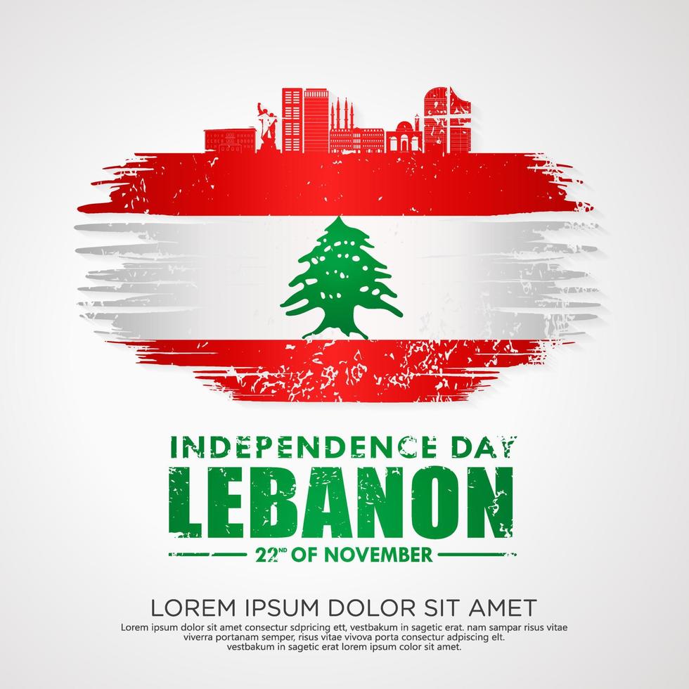 plantilla de tarjeta de felicitación del día de la independencia de líbano vector