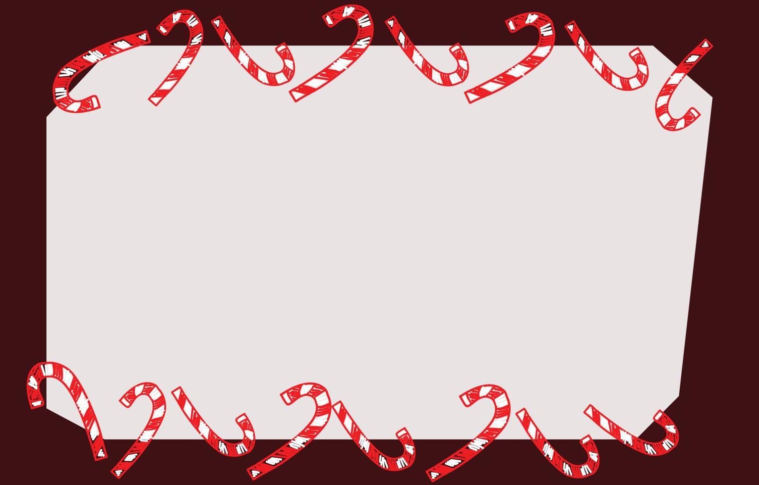 Christmas and Happy New Year blank paper background or greeting card, decorated with candy cane , vector illustration background.