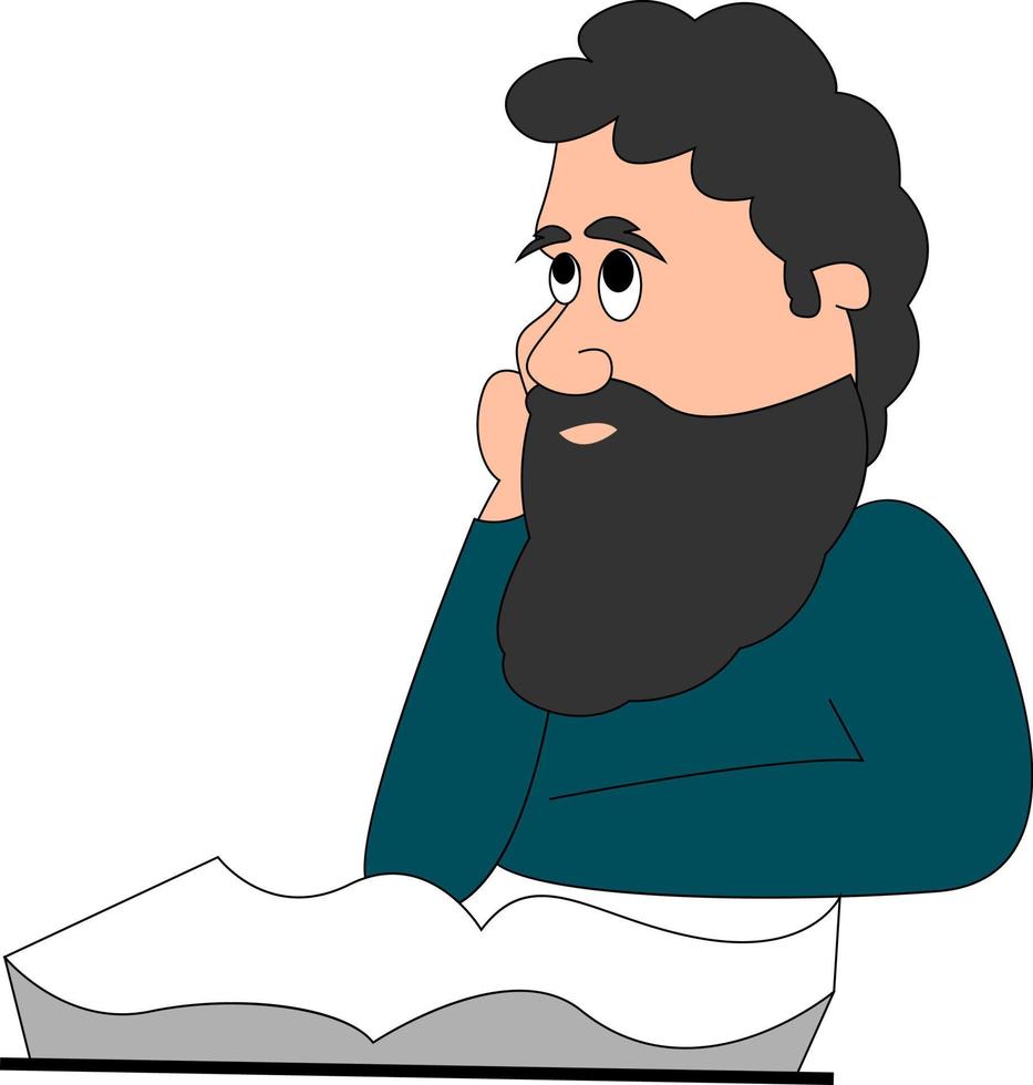 Philosopher, illustration, vector on white background.