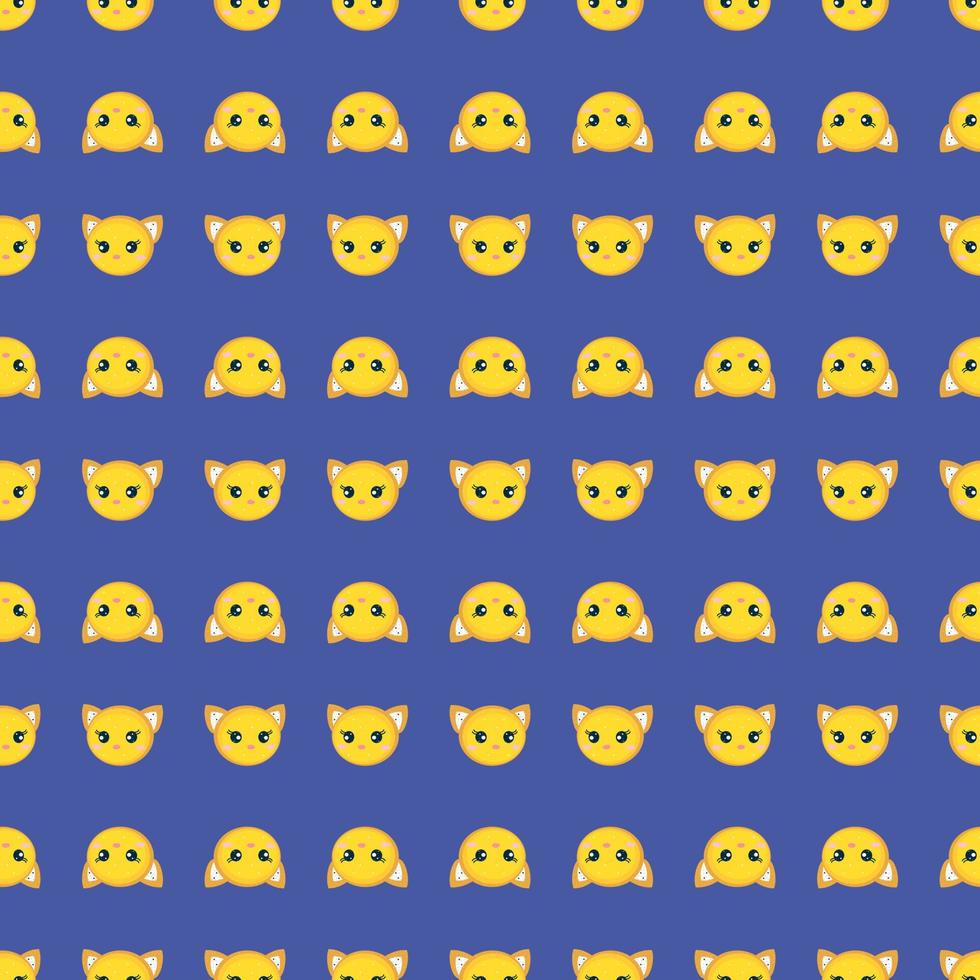 Cute cat head pattern, illustration, vector on white background