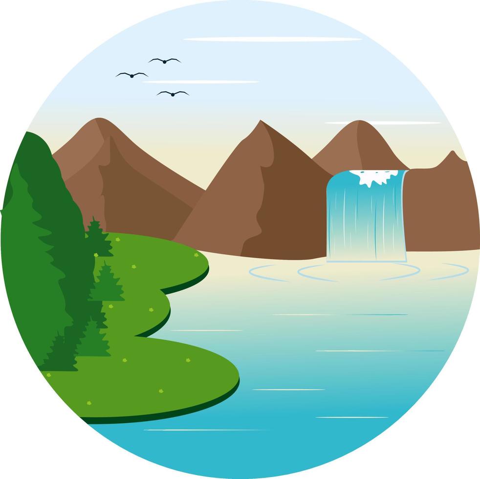 Water fall ,illustration, vector on white background.