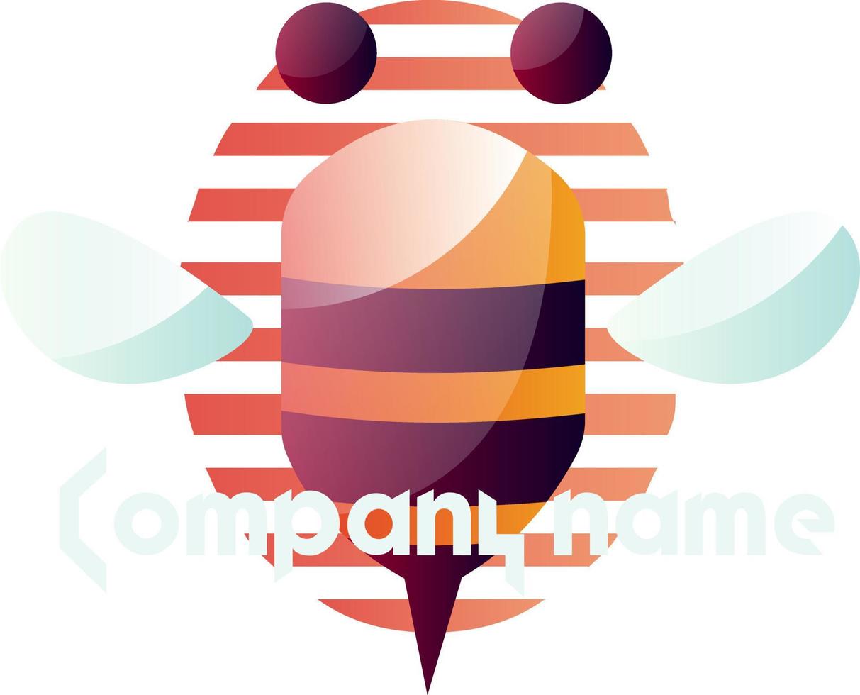 Ilustración de vector de logotipo de abeja simple sobre un fondo blanco