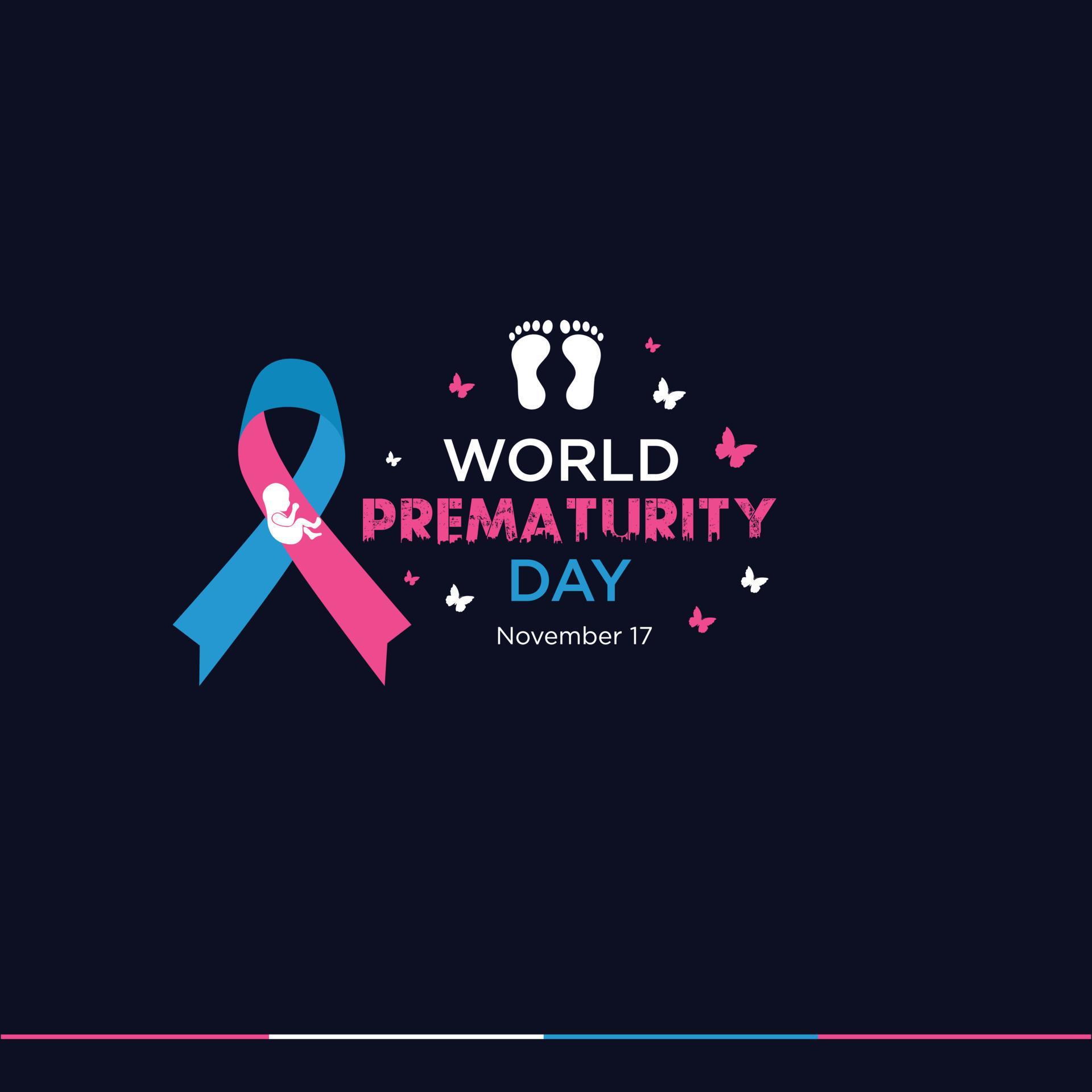World Prematurity day. November 17th. Prematurity awareness ribbon concept. Template for