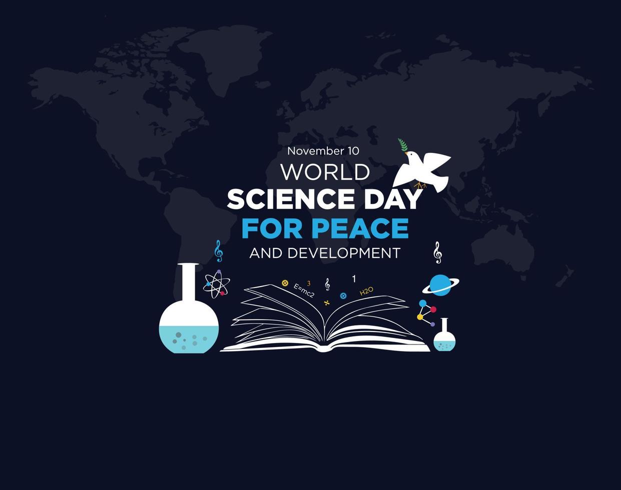 World Science Day for Peace and Development.  November 10. background design with Flying Science Dove vector illustration.