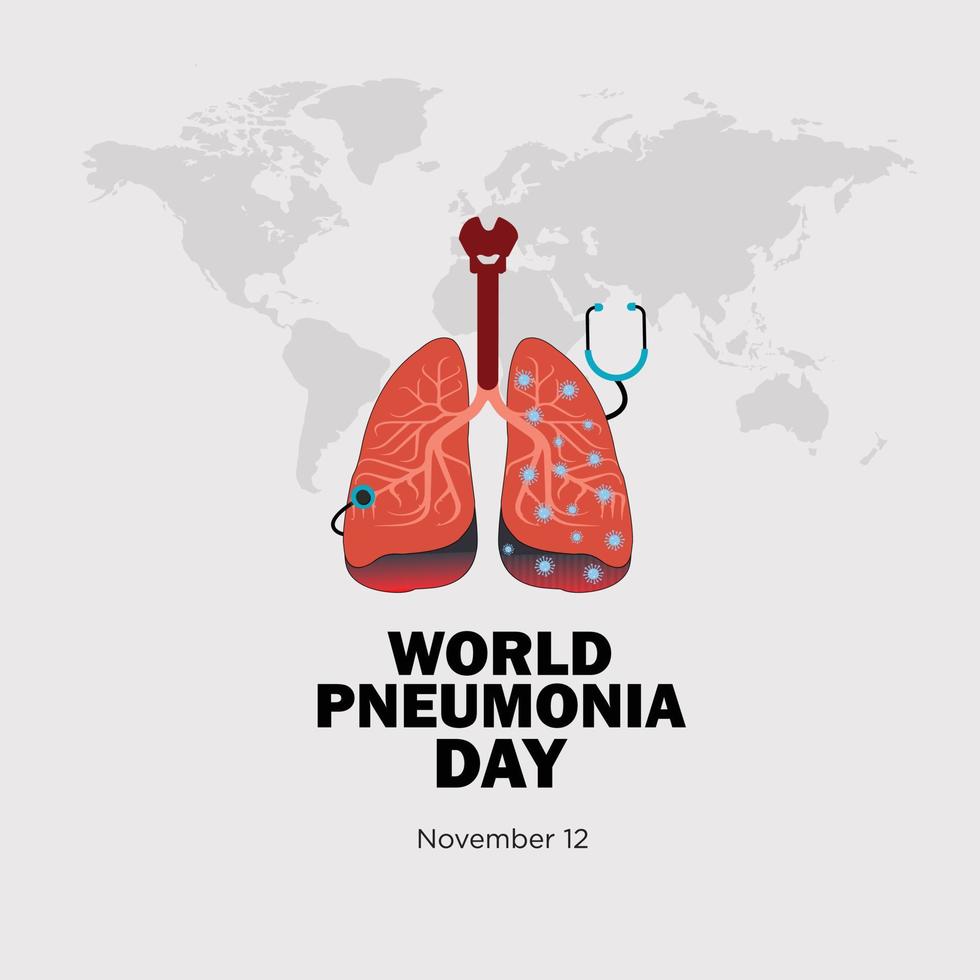 world pneumonia day with coronaviruses attacking lungs. Illustration, Poster Or Banner Of World Pneumonia Day. vector