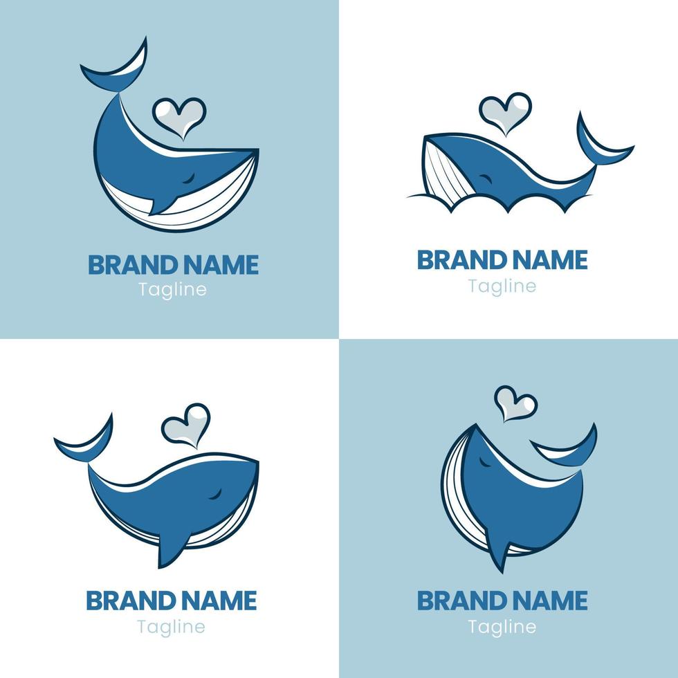 Cute Whale Logo Set vector