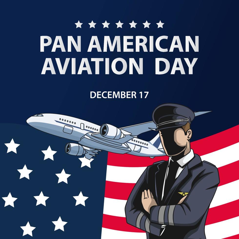 Pan American aviation day banner. Flag background vector