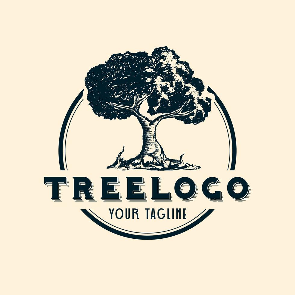 diseño de ilustración de logotipo de árbol vintage para su empresa o negocio vector