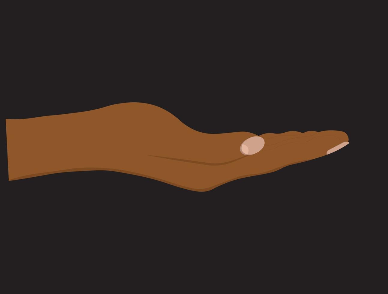 Facing up womans black hand isolated on black background vector