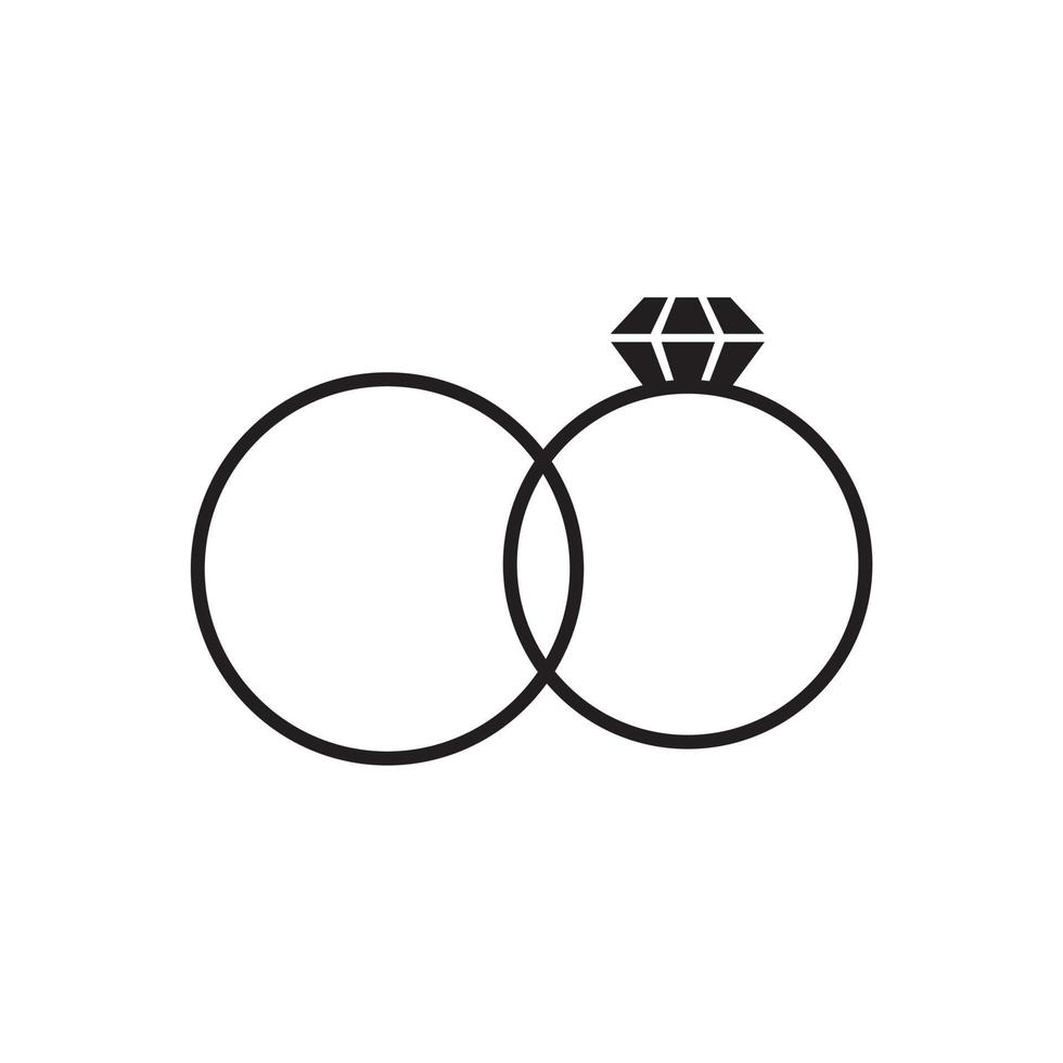 Two rings with diamond icon vector