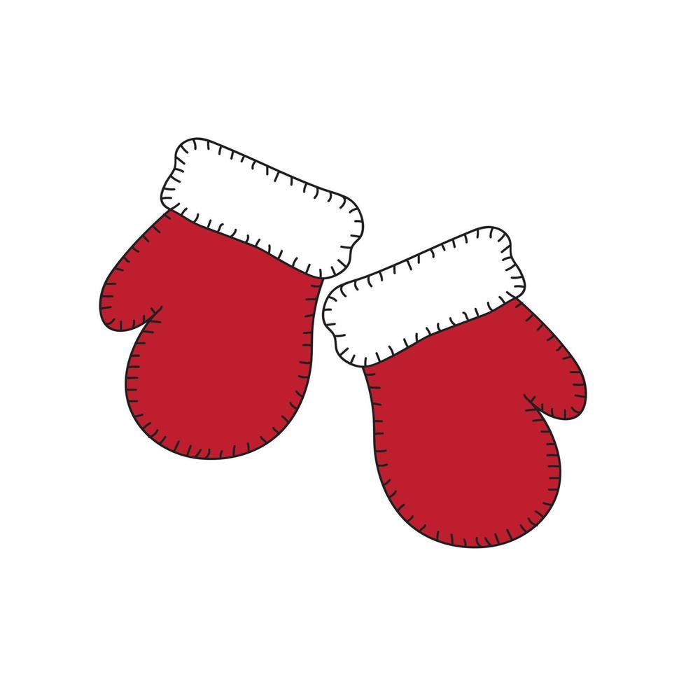 Warm knitted red mittens design isolated on white background vector