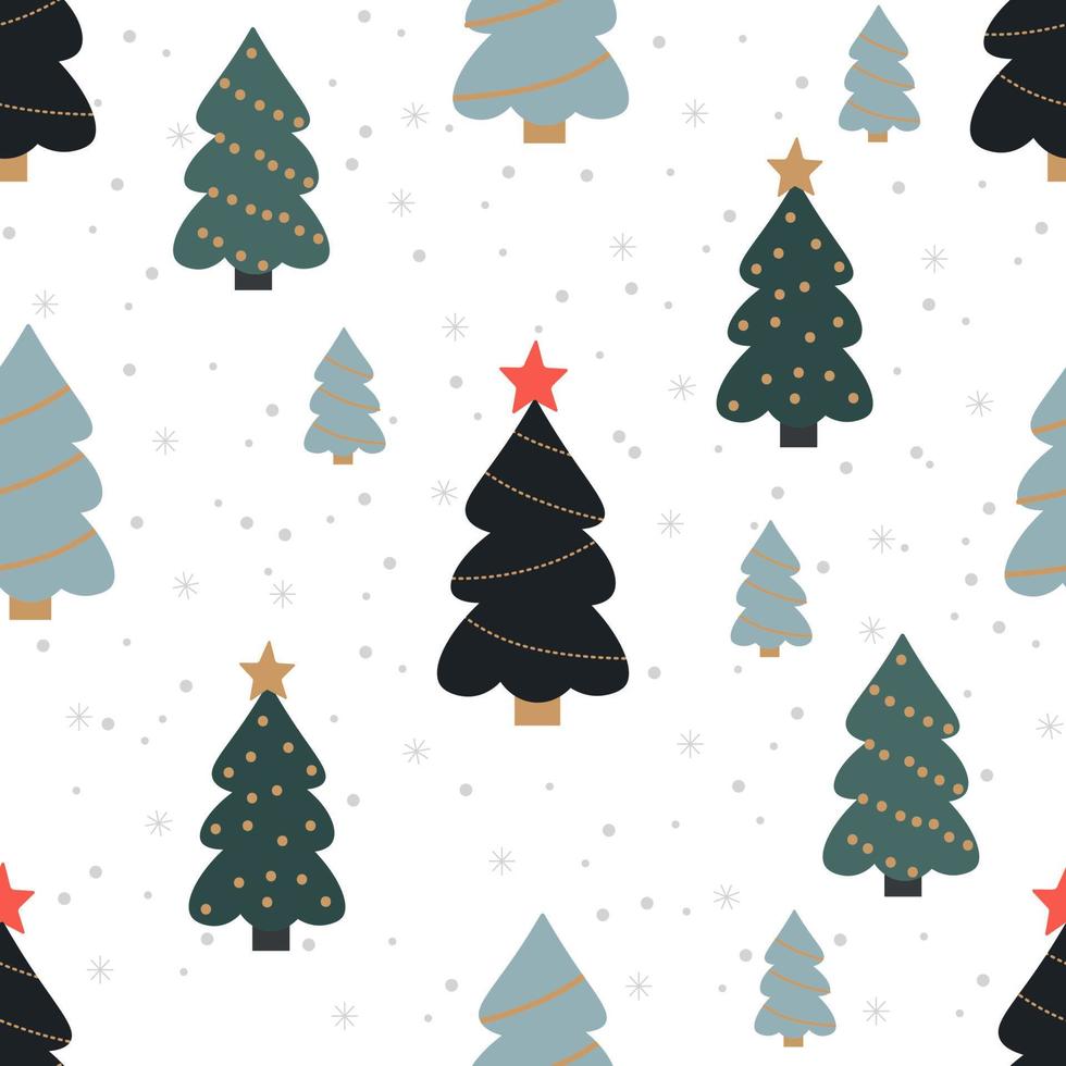 Christmas seamless pattern with spruce trees vector