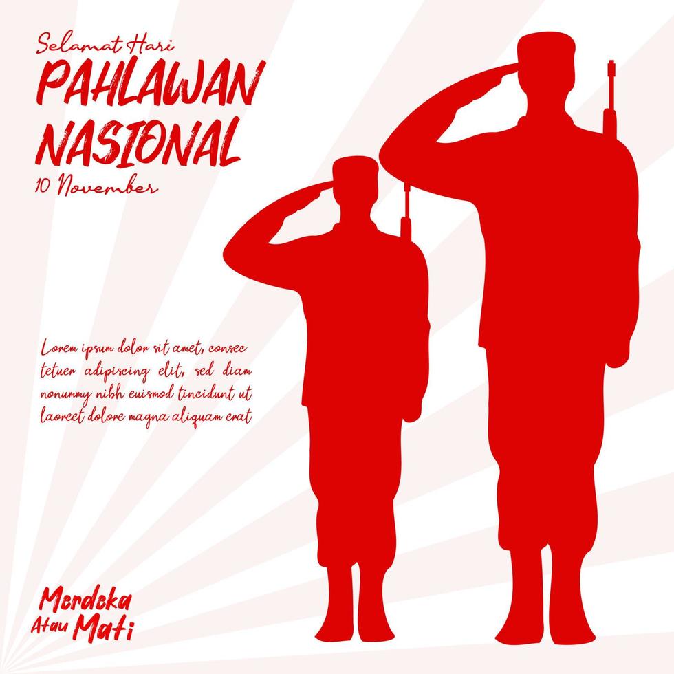 día de los veteranos de indonesia 10 de noviembre hari pahlawan vector