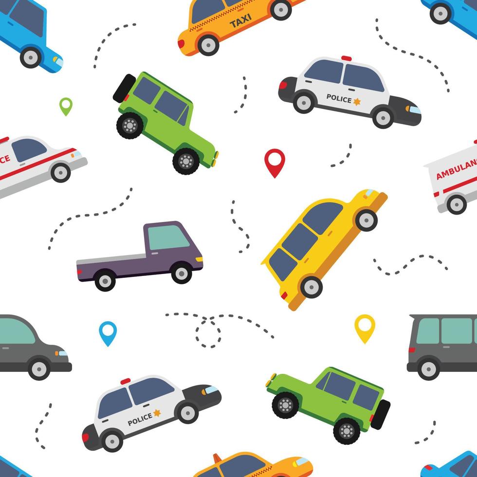 Cute car seamless pattern wallpaper background vector