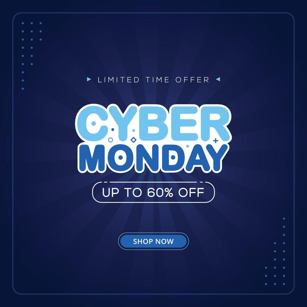 Cyber monday banner sale social media post template design business promotion vector