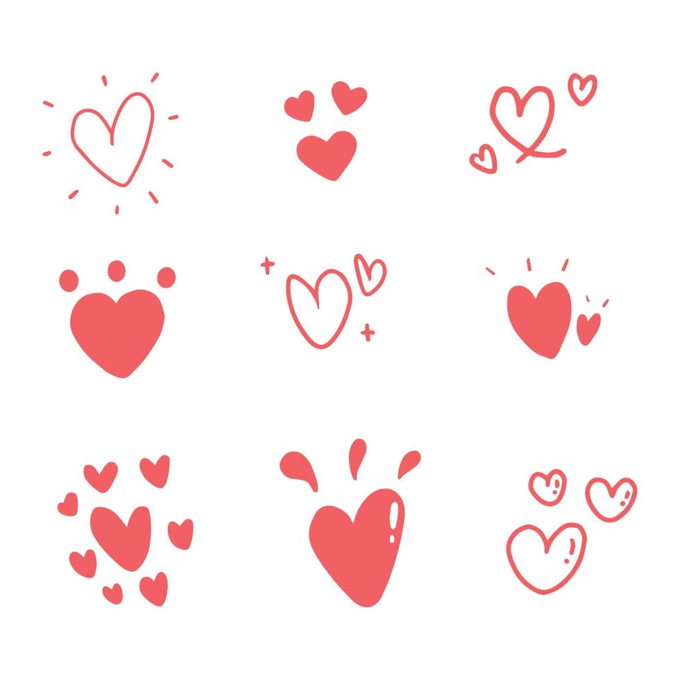 Pink heart hand drawn for decoration, element. doodle vector illustration.