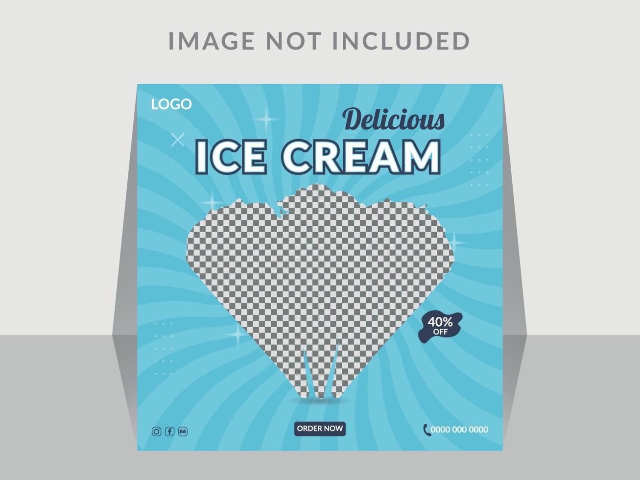 Ice Cream Social Media Poster design Template vector