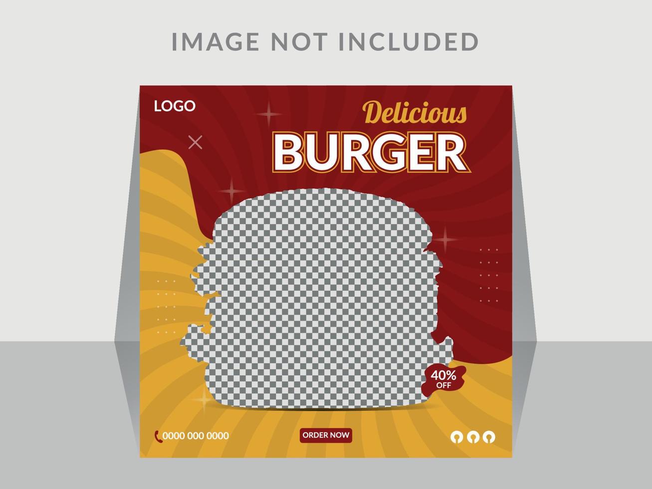 Burger Social Media Poster Design Template vector