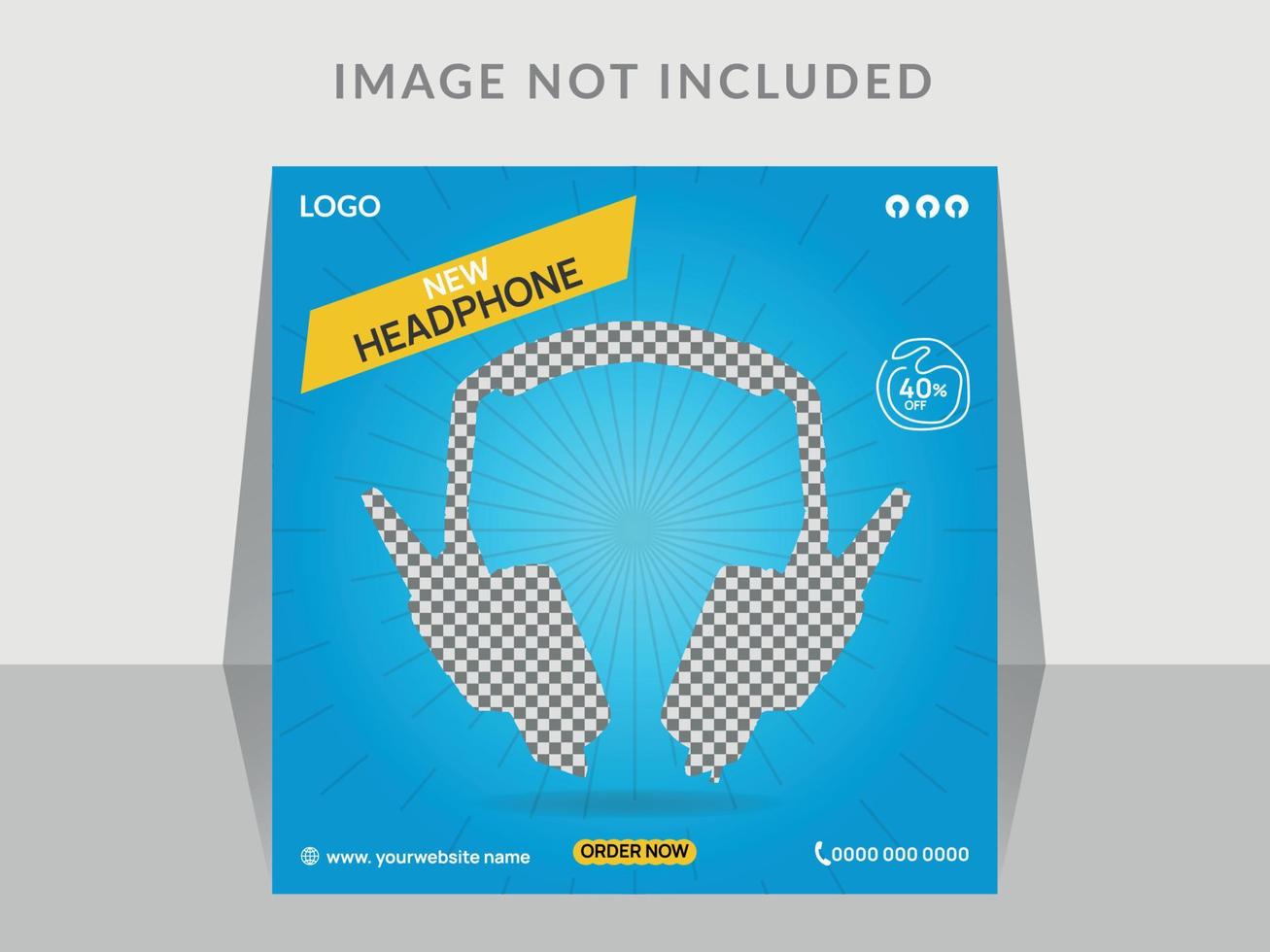 Gaming Headphones Social Media Poster Design Template vector