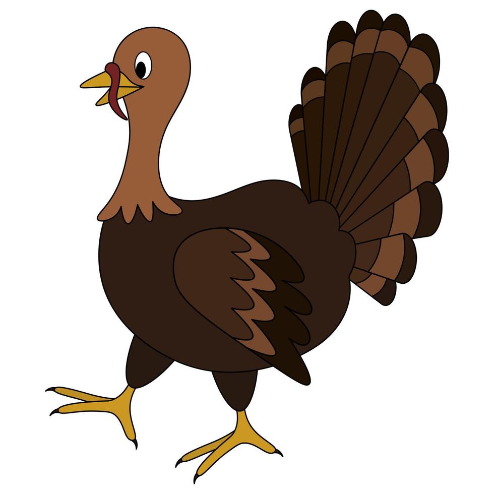 Homemade turkey. Side view. Thanksgiving day symbol. A fabulous bird with a lush tail. vector