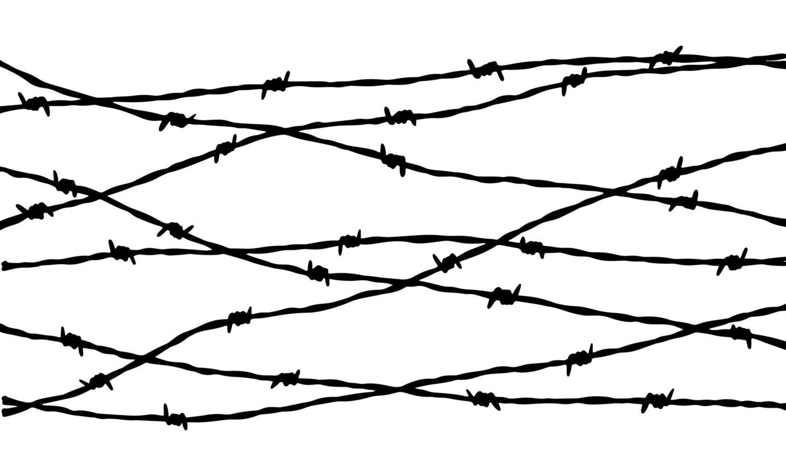 Barbwire fence background. Hand drawn vector illustration in sketch style. Design element for military, security, prison, slavery concepts