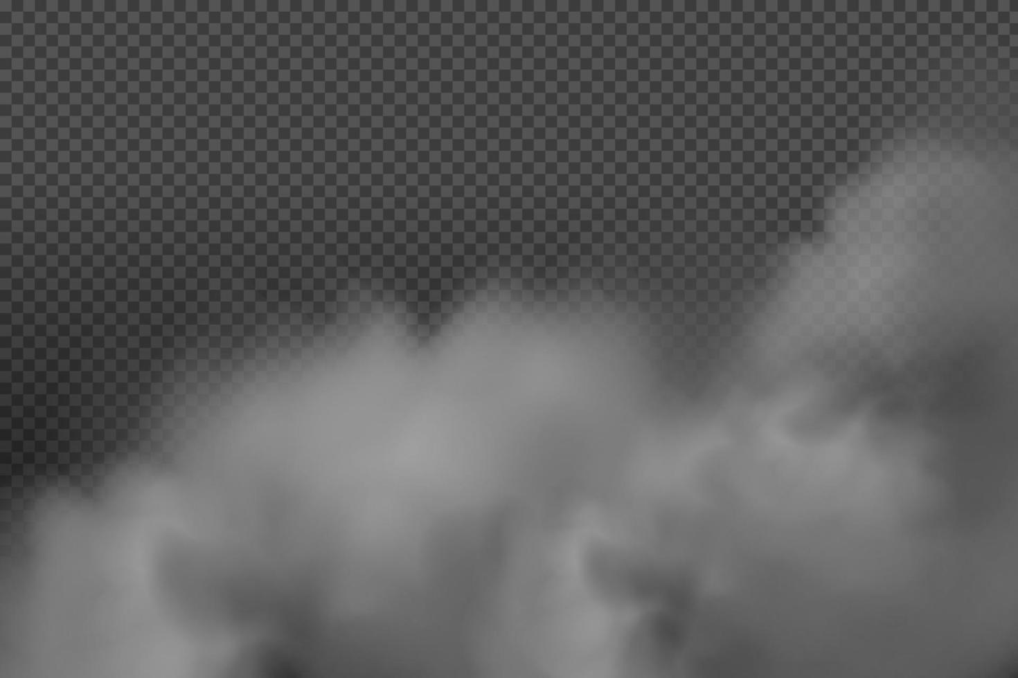 White vector cloudiness ,fog or smoke on dark checkered background.Cloudy sky or smog over the city.Vector illustration.