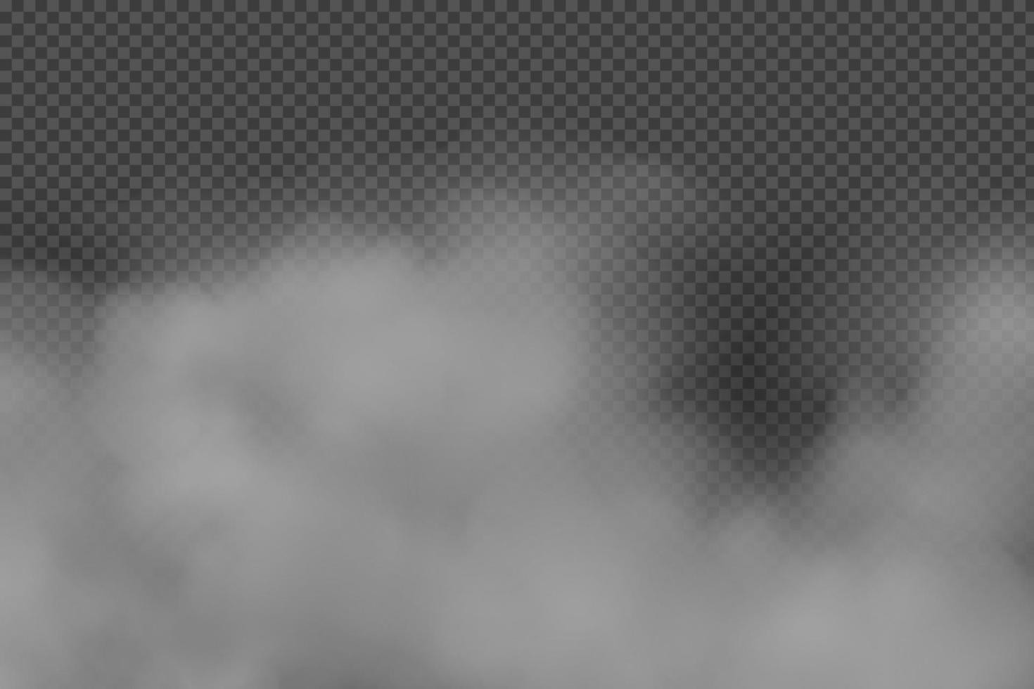 White vector cloudiness ,fog or smoke on dark checkered background.Cloudy sky or smog over the city.Vector illustration.