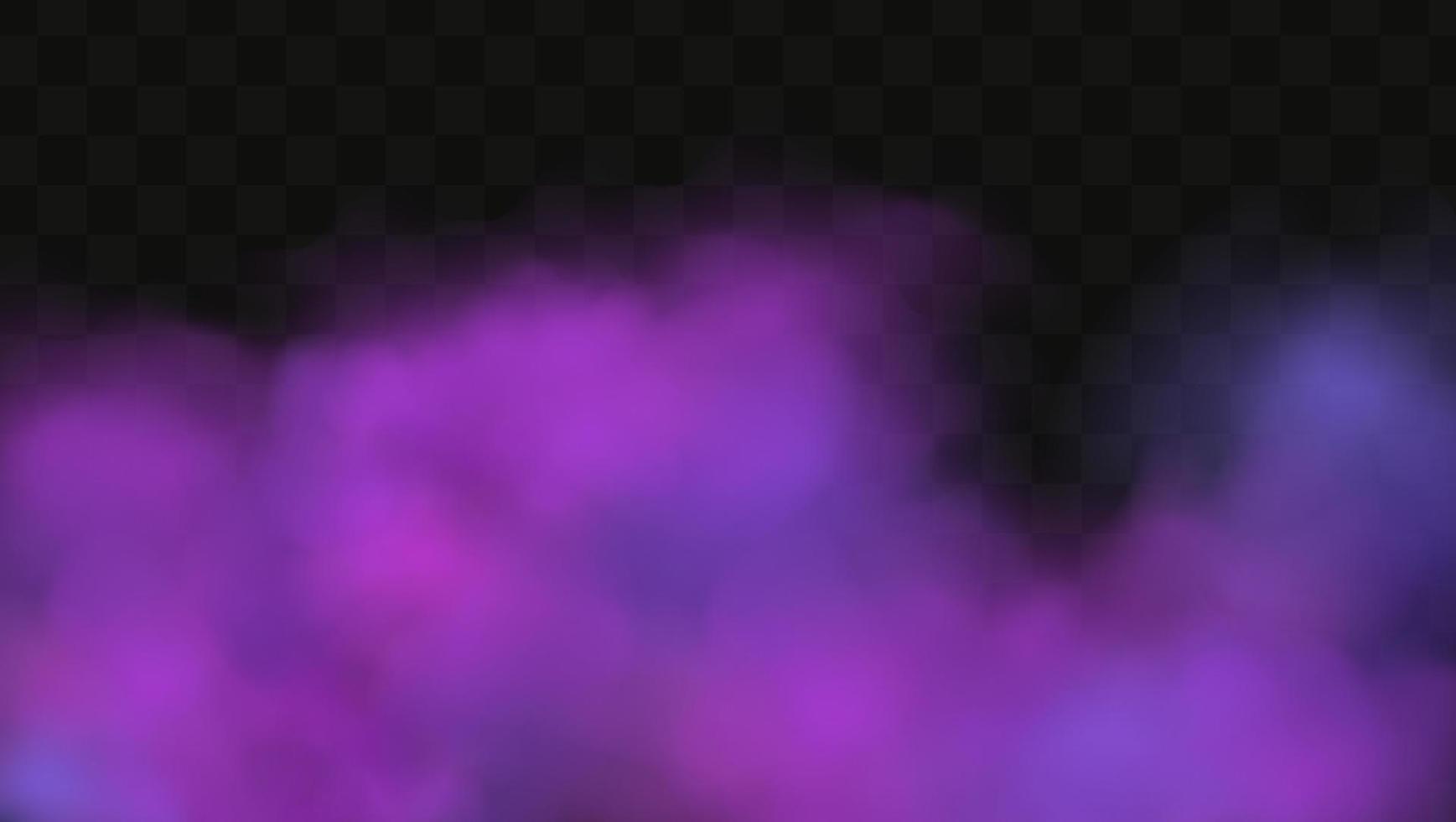 Realistic scary mystical  clouds fog in night Halloween. Purple  flows poisonous gas, dust and smoke effect.Vector set. vector