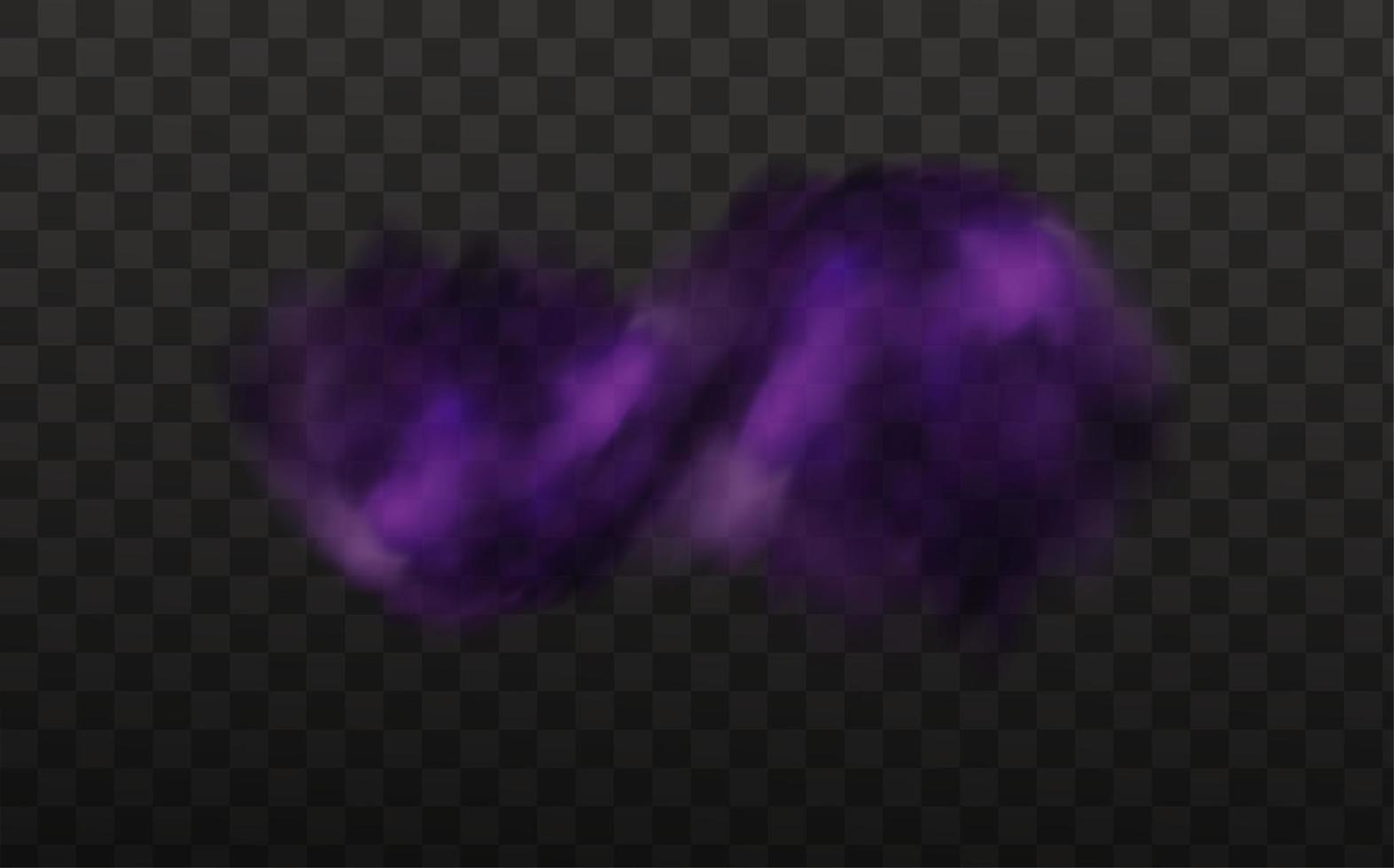 Realistic scary mystical  clouds fog in night Halloween. Purple  flows poisonous gas, dust and smoke effect.Vector set. vector