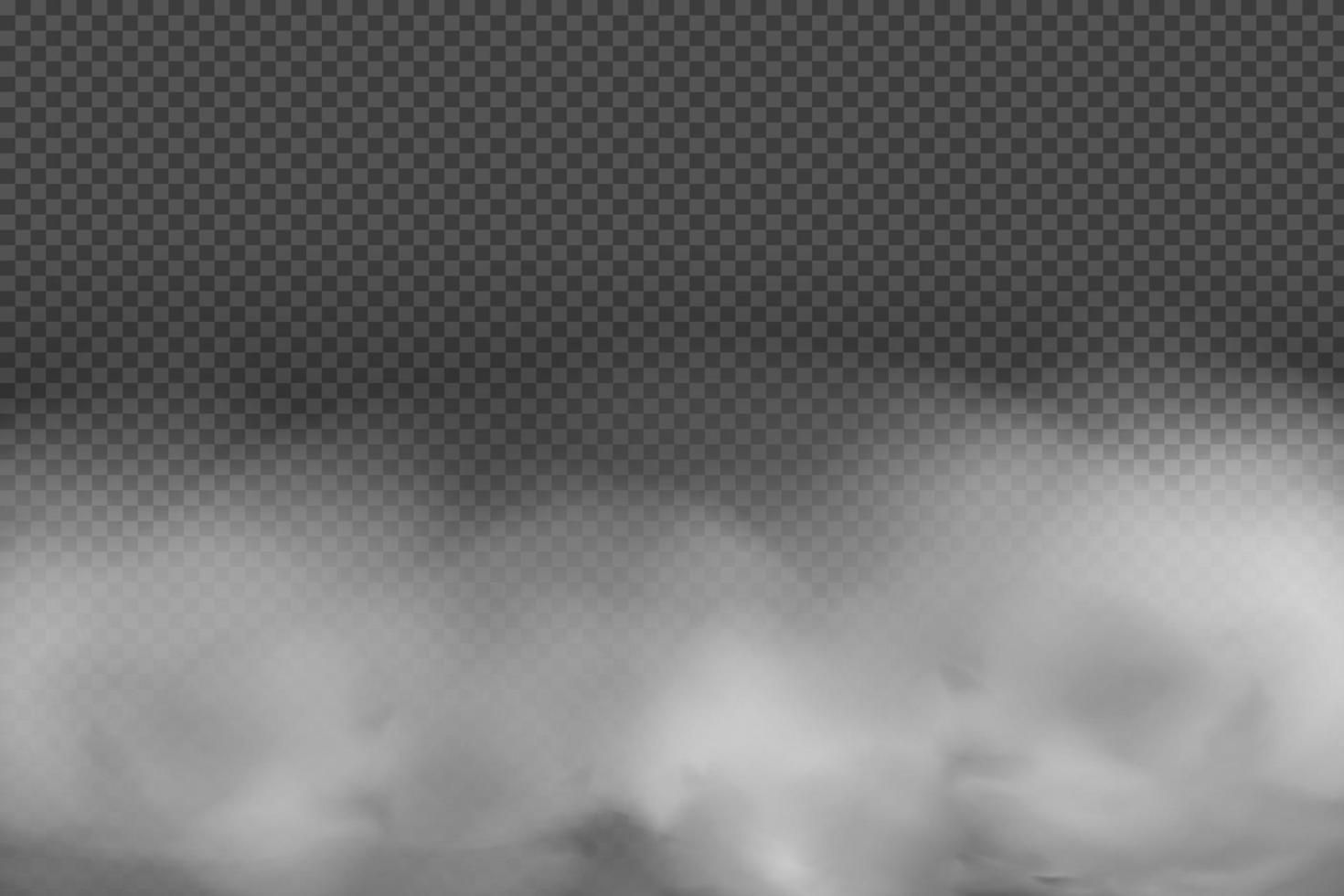 White vector cloudiness ,fog or smoke on dark checkered background.Cloudy sky or smog over the city.Vector illustration.