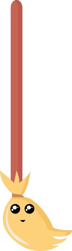 Cute broom, illustration, vector on white background.