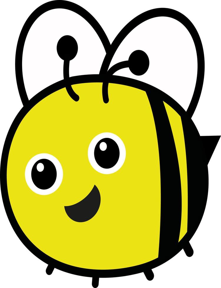 abeja alegre, ilustración, vector sobre fondo blanco.