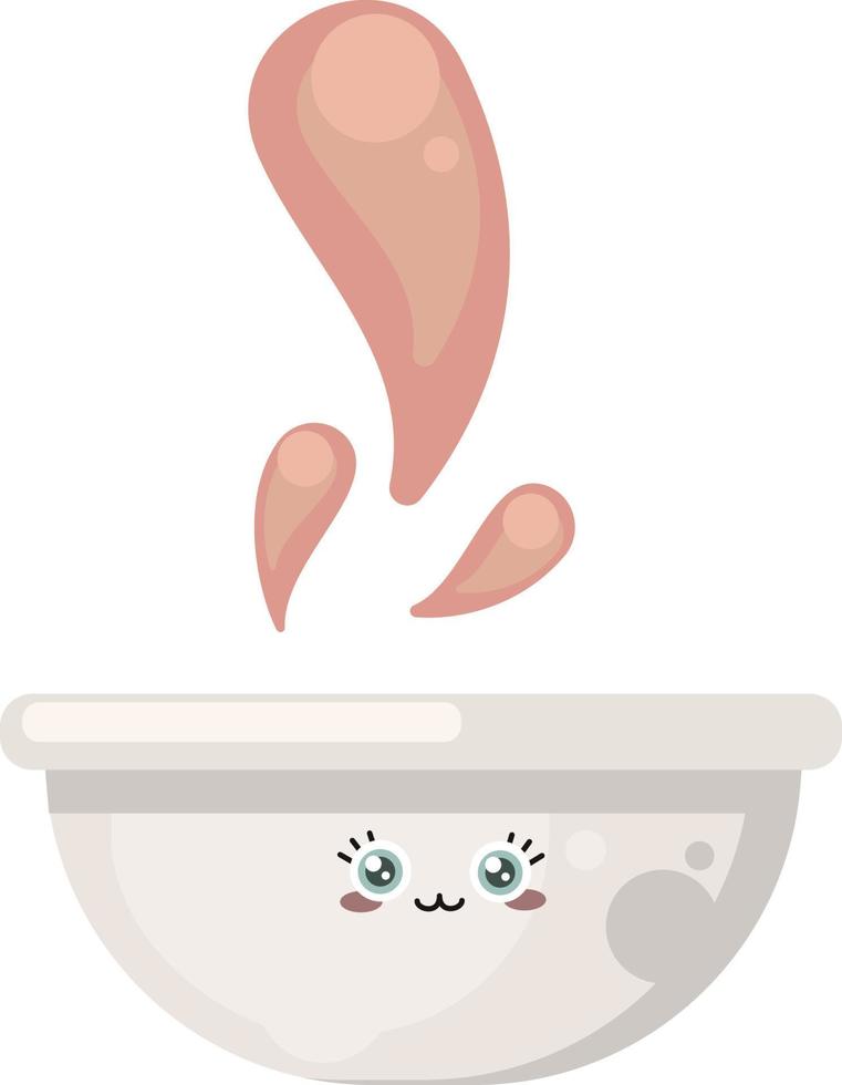 Cute bowl of soup , illustration, vector on white background