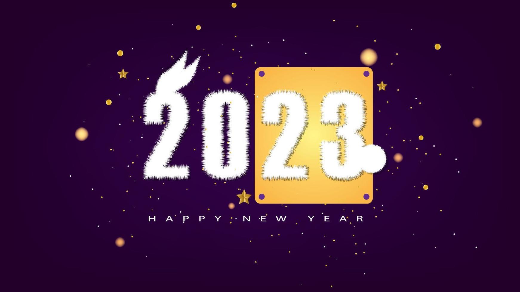 happy new year 2023 year of the rabbit trade purple in 2023 stars and balls vector