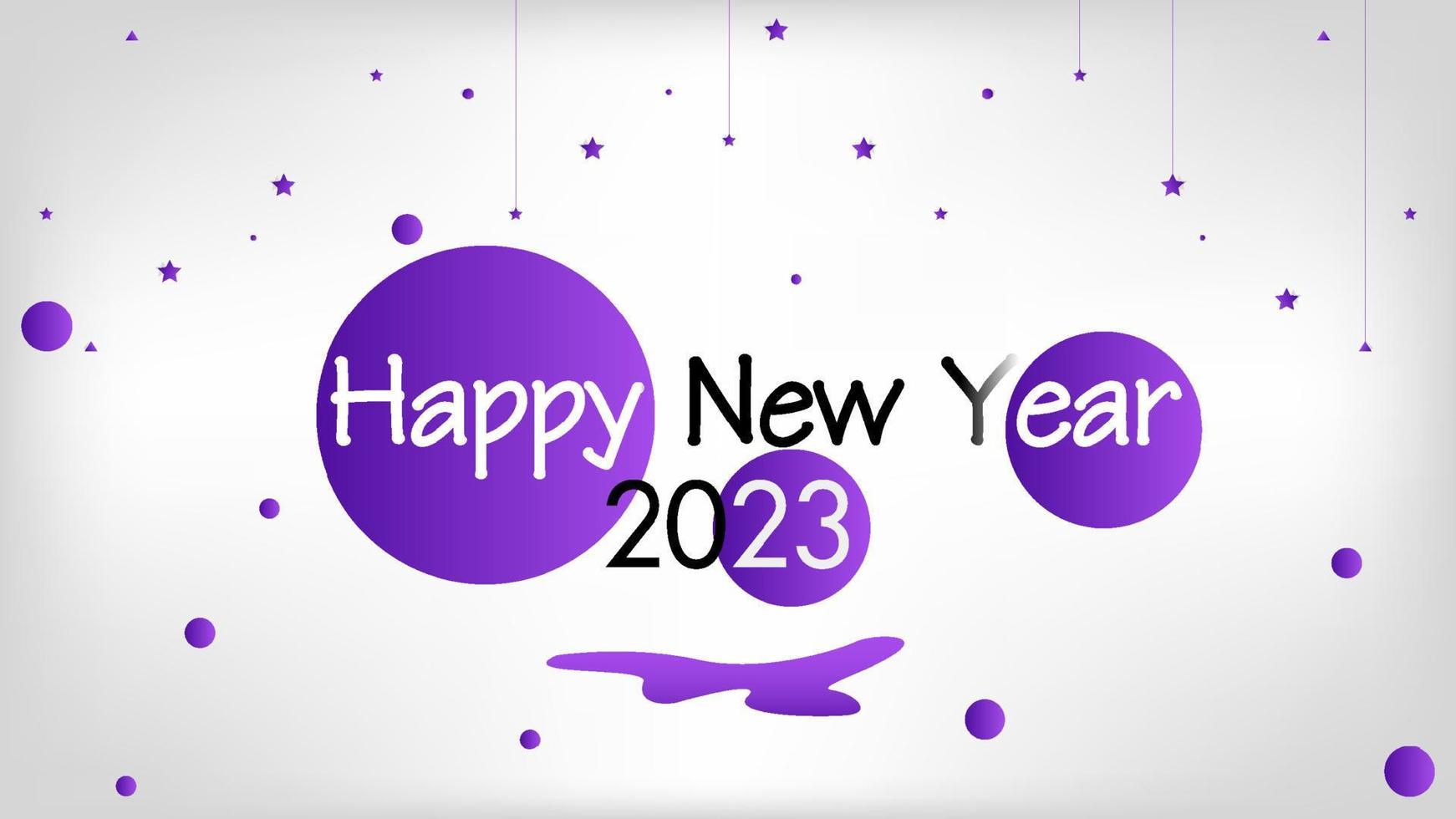 happy new year 2023 year of the rabbit trade purple in 2023 stars and balls vector