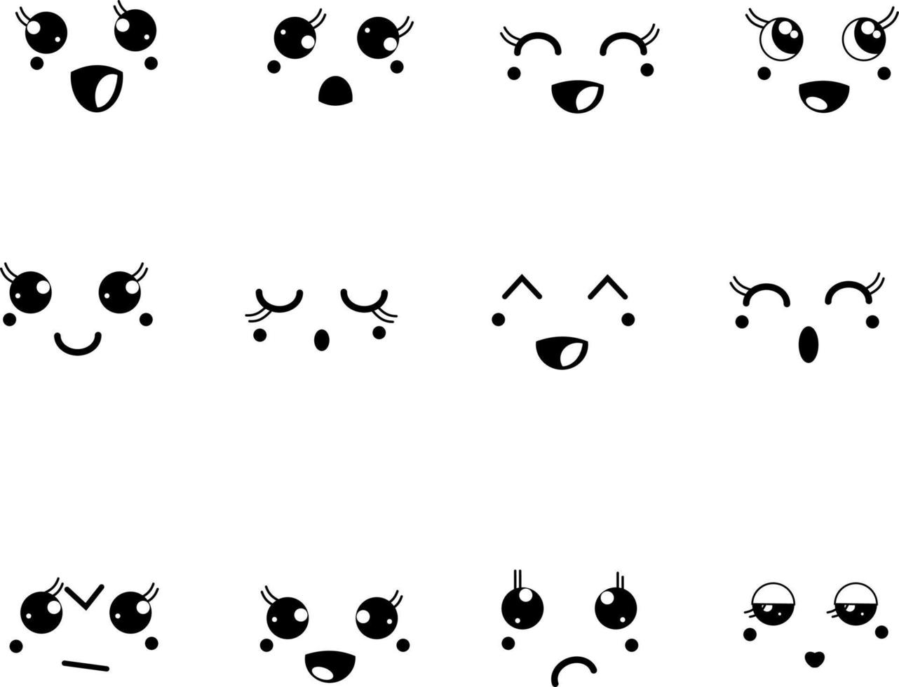 divertidos emoticonos, ilustración, vector sobre fondo blanco.