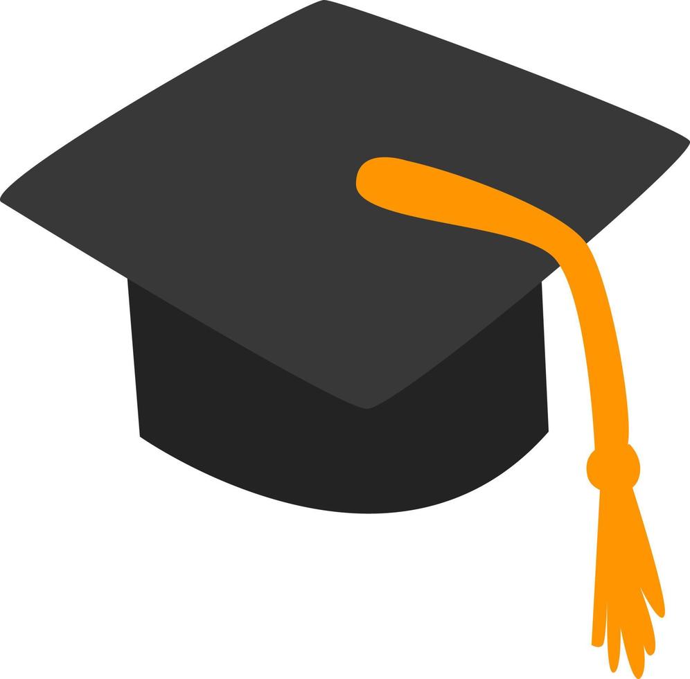 Academic hat, illustration, vector on white background.