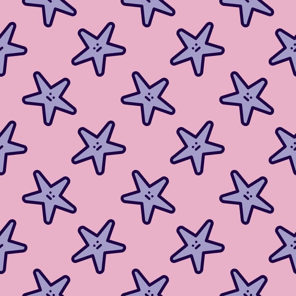 Purple stars, seamless pattern on pink background. vector