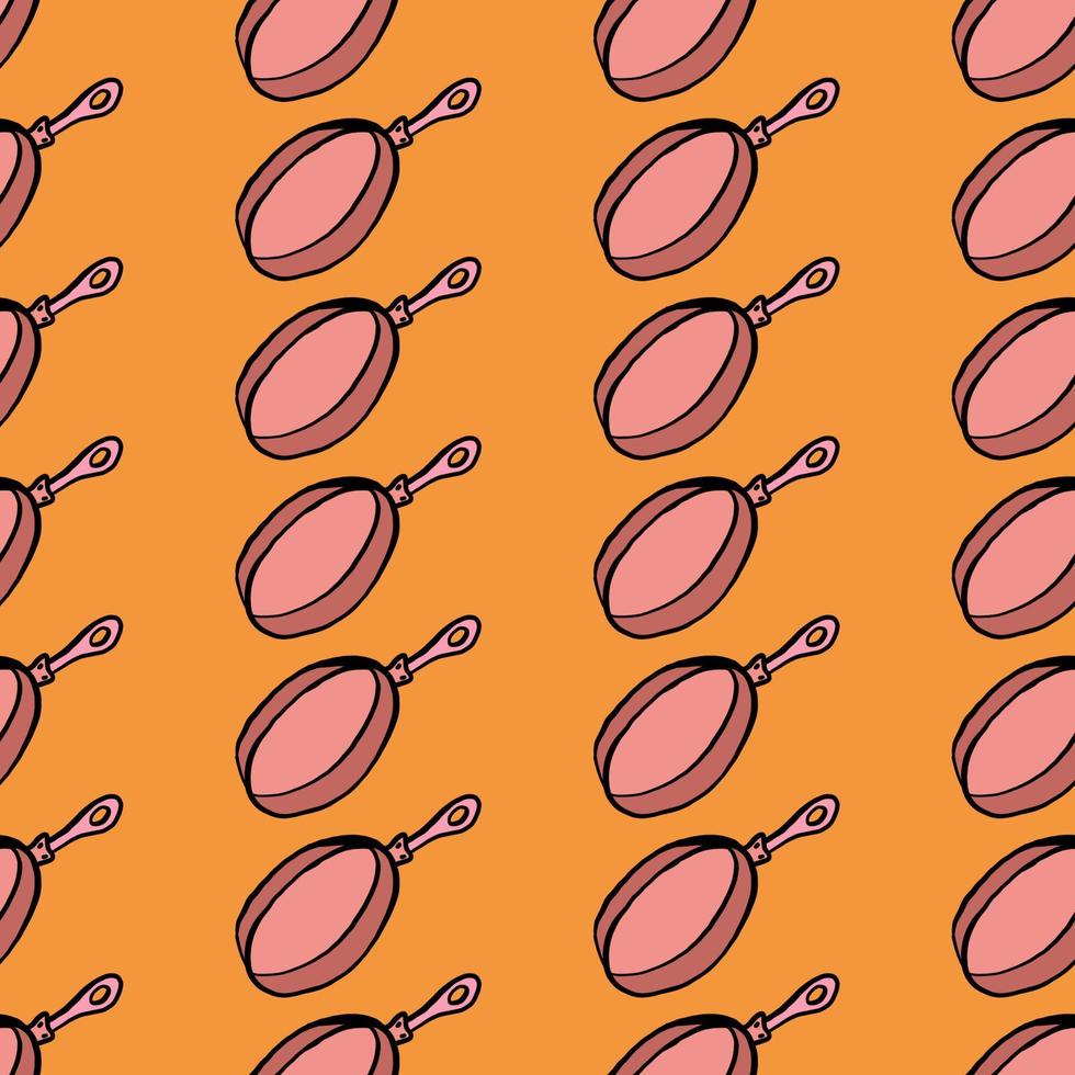 Cute pink pan ,seamless pattern on orange background. vector