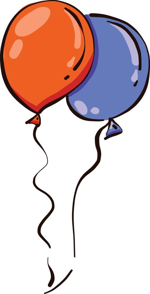 Two balloons, illustration, vector on white background.